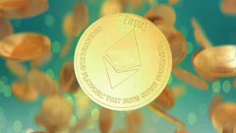 Ethereum cryptocurrency jumping in slow motion 4K Video stock 151507595