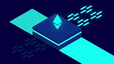 Ethereum cryptocurrency Mining with blockchain of transactions Stock Footage 241073247