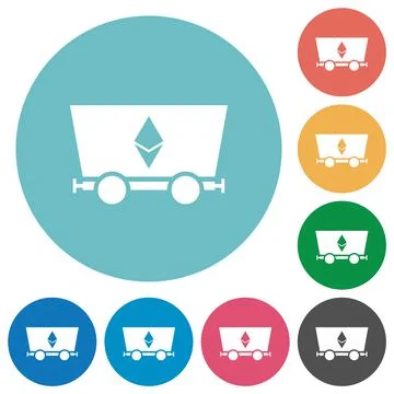 Ethereum cryptocurrency mining flat round icons Stock-Illustration