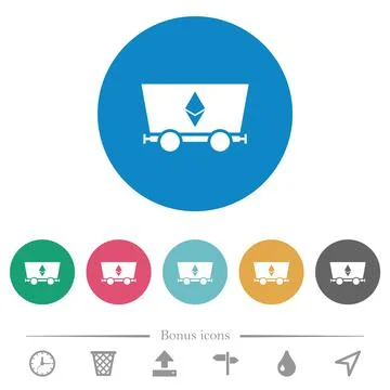Ethereum cryptocurrency mining flat round icons Stock-Illustration