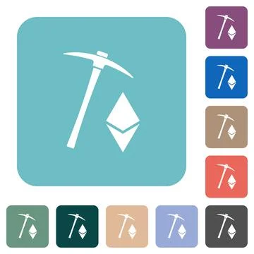 Ethereum cryptocurrency mining rounded square flat icons Stock-Illustration