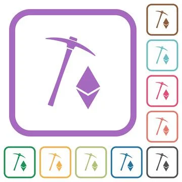 Ethereum cryptocurrency mining simple icons Stock-Illustration