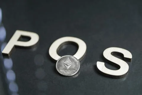 Ethereum Cryptocurrency switching from POW GPU mining to POS Stock Photos