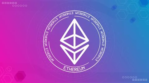 Ethereum cryptocurrency vector background. Blockchain currency sign illustration Stock Illustration