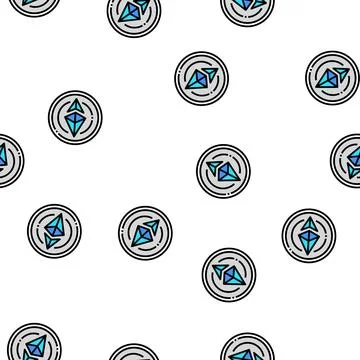 Ethereum cryptocurrency vector seamless pattern Stock Illustration