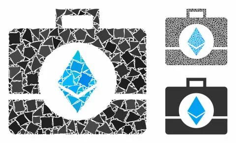 Ethereum crystal case Composition Icon of Irregular Parts Illustrazione stock