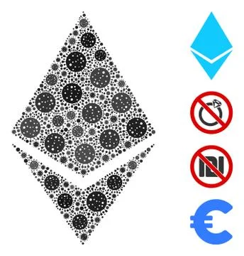 Ethereum Crystal Collage of CoronaVirus Elements 스톡 일러스트