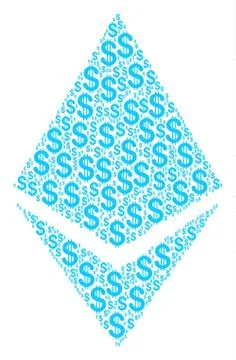 Ethereum Crystal Composition of Dollar Stock Illustration