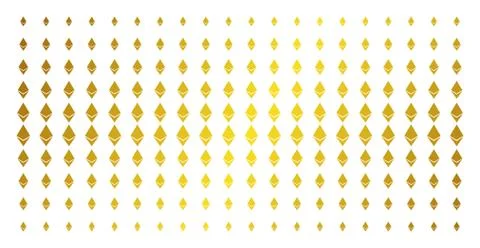 Ethereum Crystal Golden Halftone Array Stock Illustration