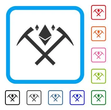 Ethereum Crystal Mining Hammers Framed Icon イラスト素材