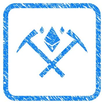 Ethereum Crystal Mining Hammers Framed Stamp Illustrazione stock