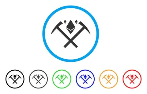 Ethereum Crystal Mining Hammers Rounded Icon イラスト素材
