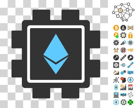 Ethereum Crystal Mining Pool Icon with Bonus Stock Illustration