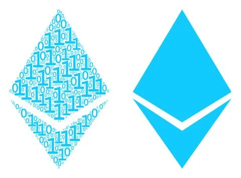 Ethereum Crystal Mosaic of Binary Digits Illustrazione stock