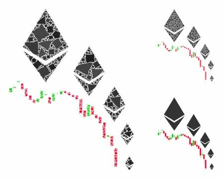 Ethereum deflation chart Mosaic Icon of Uneven Parts Stock Illustration