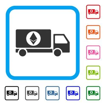 Ethereum Delivery Lorry Framed Icon Stock Illustration