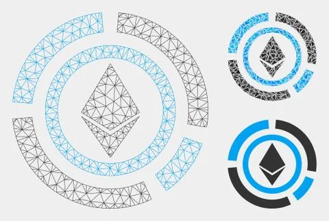 Ethereum Diagram Vector Mesh Carcass Model and Triangle Mosaic Icon Stock Illustration