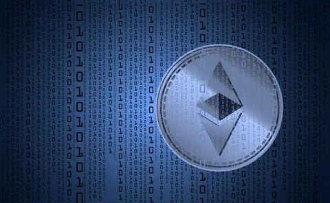 Ethereum, digital cryptocurrency, sign binary code number. Background binar.. 库存照片