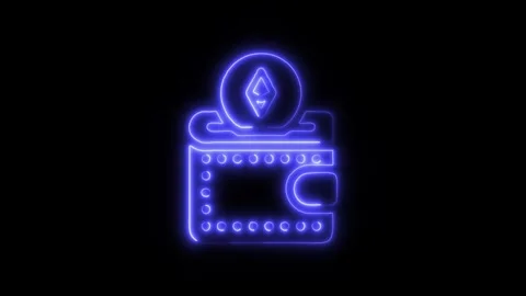 Ethereum Digital Wallet Outline Icon in HD Video Neon Animation Vídeo Stock 304552010