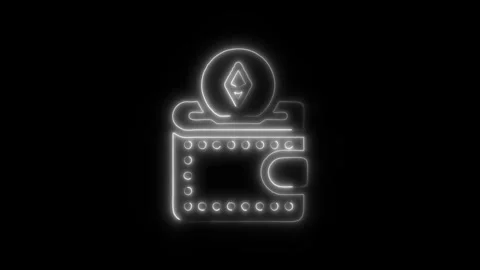 Ethereum Digital Wallet Outline Icon in HD Video Neon Animation Stock Footage 304552012