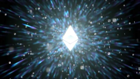 Ethereum emblem with programing numbers Video stock 150101500