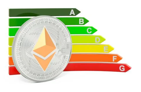 Ethereum with energy efficiency chart, 3D rendering Stock Illustration