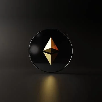 Ethereum ETH Cryptocurrency 3D Render Silver Gold Stock Illustration