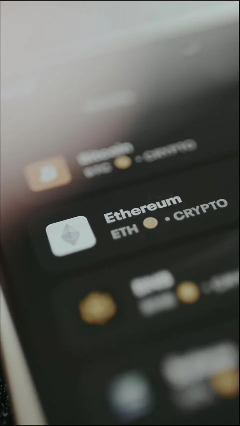 Ethereum ETH cryptocurrency name and logo Stock Footage 330251643