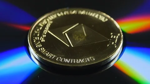 Ethereum Eth Cryptocurrency rotate. Close Up Stock Footage 121896651