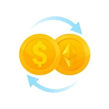 Ethereum exchange to dollar. Internet network. Blockchain technology Stock Illustration