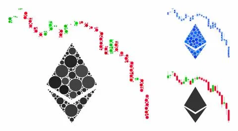 Ethereum fall chart Mosaic Icon of Circles Illustrazione stock