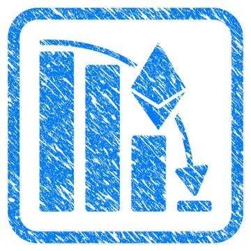 Ethereum Falling Acceleration Chart Framed Stamp Illustrazione stock