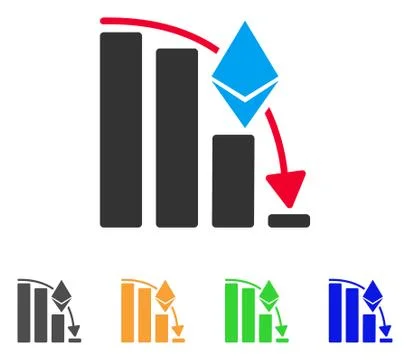 Ethereum Falling Acceleration Chart Vector Icon Stock Illustration