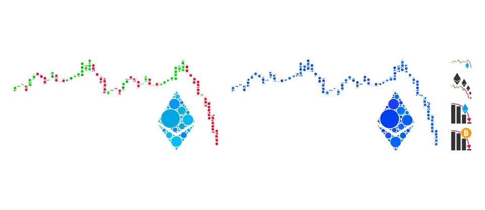 Ethereum Falling Chart Composition Icon of Circle Dots Stock Illustration