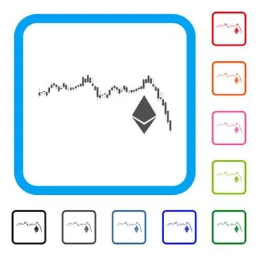 Ethereum Falling Chart Framed Icon Illustrazione stock