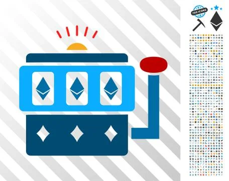 Ethereum Gambling Machine Flat Icon with Bonus Stock Illustration