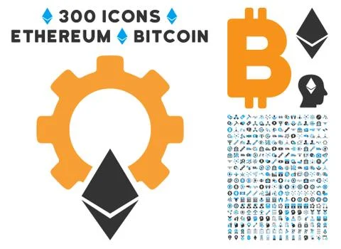 Ethereum Gear Flat Icon with Stock Illustration