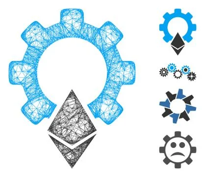 Ethereum Gear Web Vector Mesh Illustration Stock Illustration