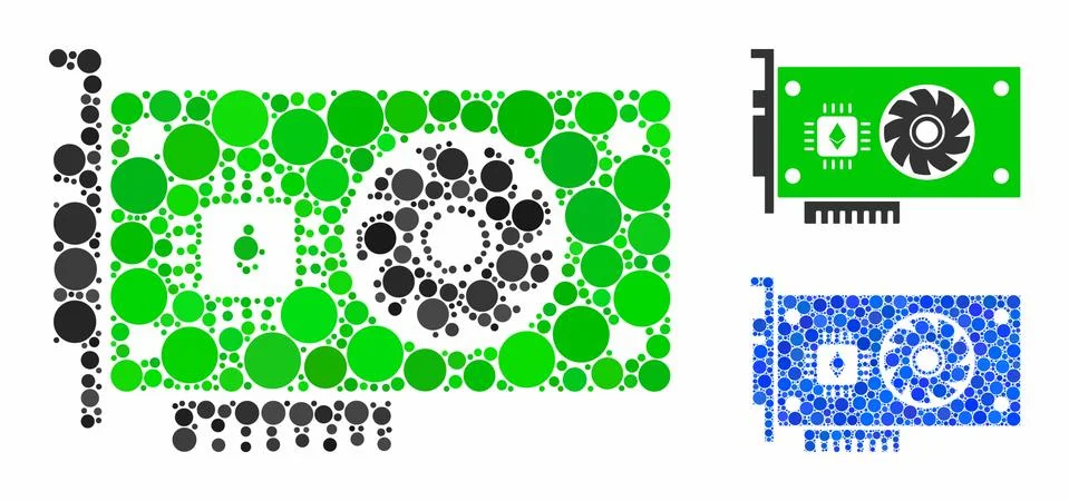 Ethereum GPU videocard Composition Icon of Spheric Items Stock Illustration