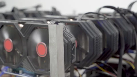 Ethereum graphic card gpu mining rig Stock Footage 151089257