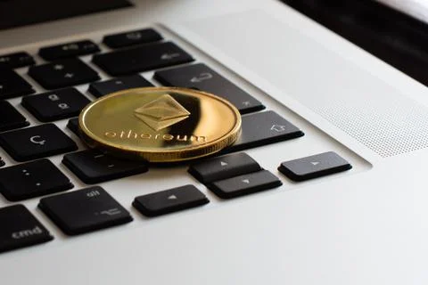 Ethereum on a keyboard Stock Photos