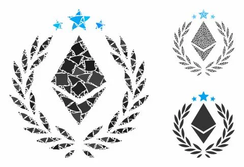 Ethereum laurel wreath Composition Icon of Ragged Parts Stock Illustration