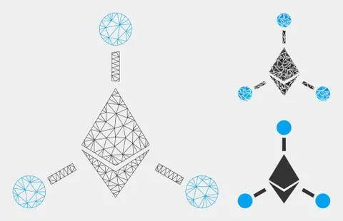 Ethereum Links Vector Mesh Wire Frame Model and Triangle Mosaic Icon Stock Illustration