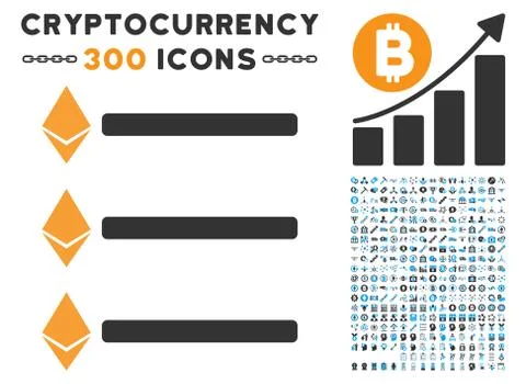 Ethereum List Flat Icon with Set Ilustração Stock
