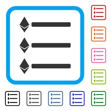 Ethereum List Framed Icon Ilustração Stock