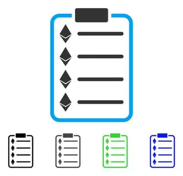 Ethereum List Pad Flat Icon Ilustração Stock