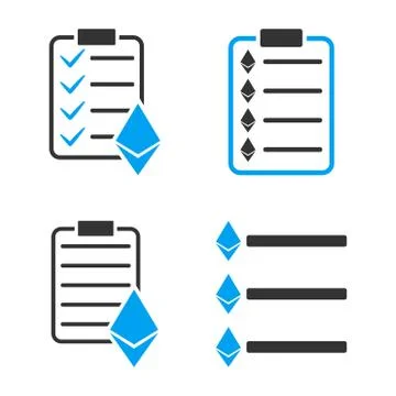 Ethereum List Vector Icon Set Ilustração Stock