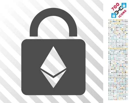 Ethereum Lock Flat Icon with Bonus Illustrazione stock