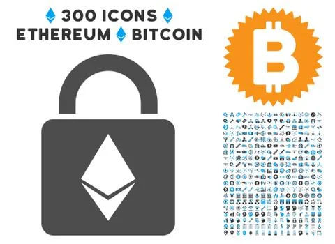 Ethereum Lock Flat Icon with 스톡 일러스트