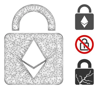 Ethereum Lock Polygonal Web Vector Mesh Illustration Stock Illustration